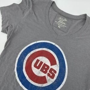 Wright Ditson Chicago Cubs T Shirt Women's‎ XL Gray V Neck MLB Baseball